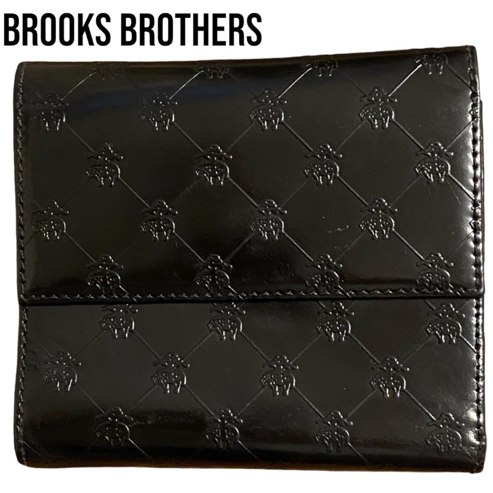 BROOKS BROTHERS WALLET Black Genuine Leather EUC